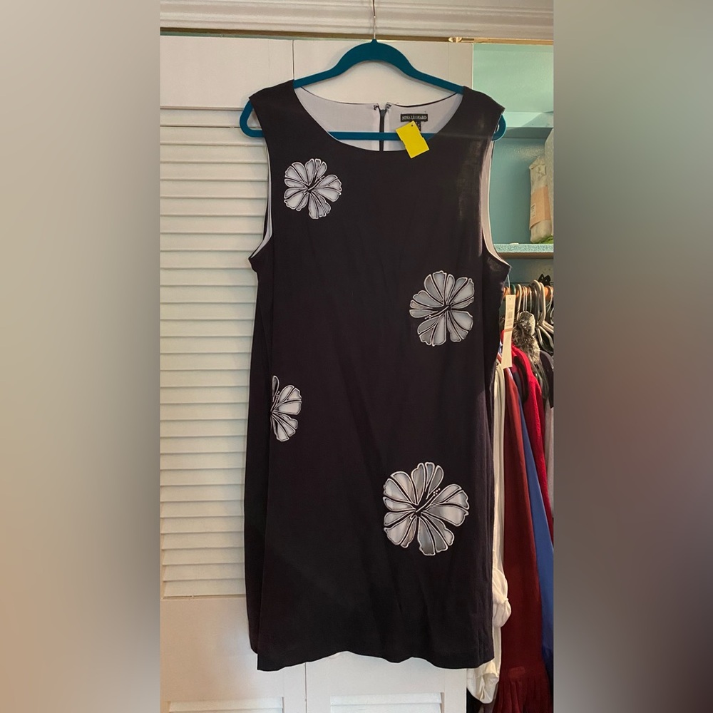 Nina Leonard Floral Hibiscus Cutout Shift Dress Size 12